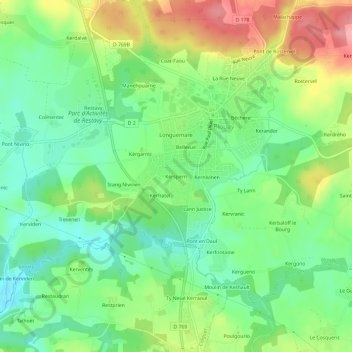 Mappa topografica Kerspern, altitudine, rilievo