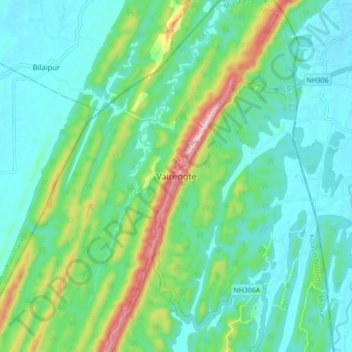 Mappa topografica Vairengte, altitudine, rilievo