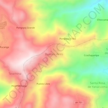 Mappa topografica Buenos Aires, altitudine, rilievo