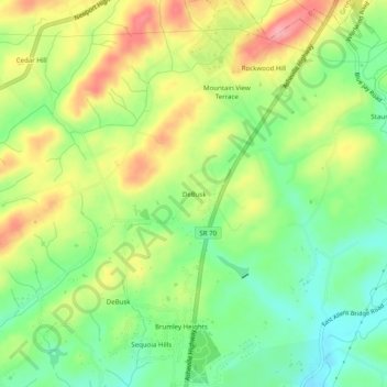 Mappa topografica DeBusk, altitudine, rilievo