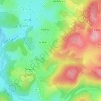 Mappa topografica Les Toulles, altitudine, rilievo