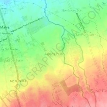 Mappa topografica Bagong Pook, altitudine, rilievo