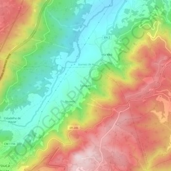Mappa topografica Sampaio, altitudine, rilievo
