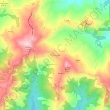 Mappa topografica Montemoro, altitudine, rilievo