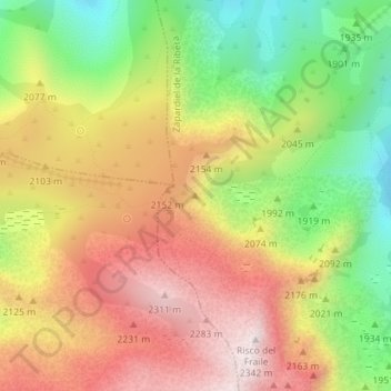 Mappa topografica El Calvitero, altitudine, rilievo