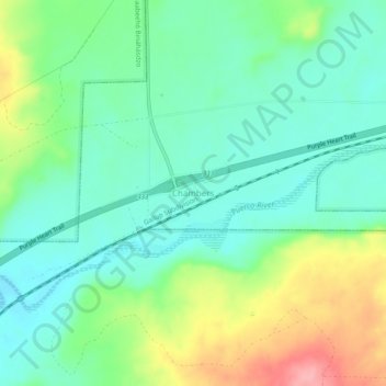 Mappa topografica Chambers, altitudine, rilievo