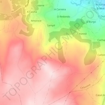Mappa topografica Monte da Neve, altitudine, rilievo