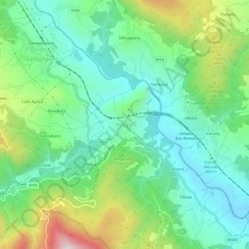 Mappa topografica Poggio, altitudine, rilievo