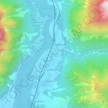 Mappa topografica Venzone, altitudine, rilievo