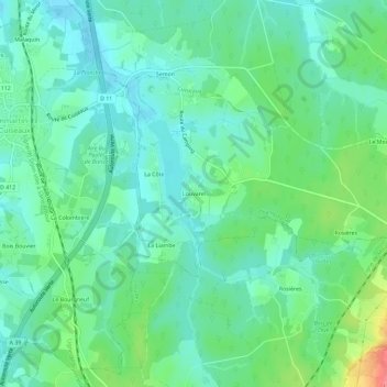 Mappa topografica Louvarel, altitudine, rilievo