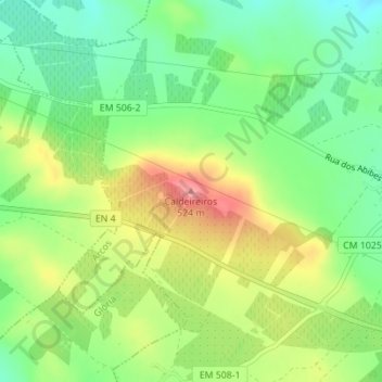 Mappa topografica Caldeireiros, altitudine, rilievo