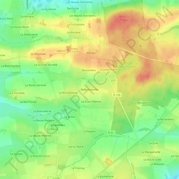 Mappa topografica Belle-Fontaine, altitudine, rilievo