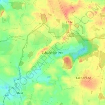 Mappa topografica Schwienkuhlen, altitudine, rilievo