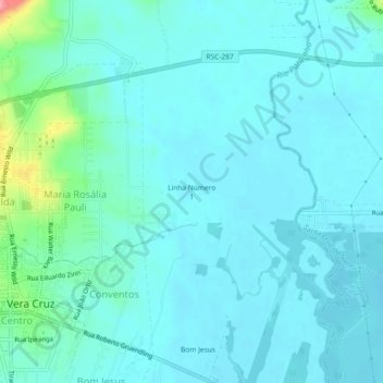 Mappa topografica Linha Número 1, altitudine, rilievo