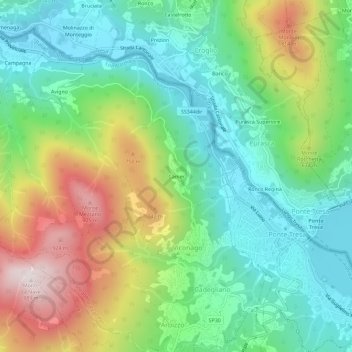 Mappa topografica Camer, altitudine, rilievo
