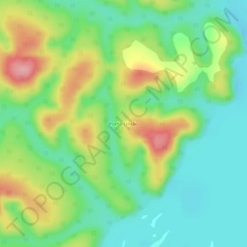 Mappa topografica Porto União, altitudine, rilievo