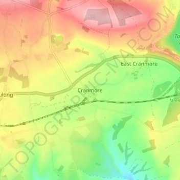 Mappa topografica Cranmore, altitudine, rilievo