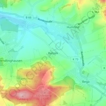 Mappa topografica Betzen, altitudine, rilievo