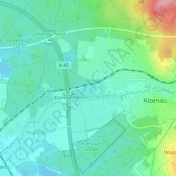Mappa topografica Meerhof, altitudine, rilievo