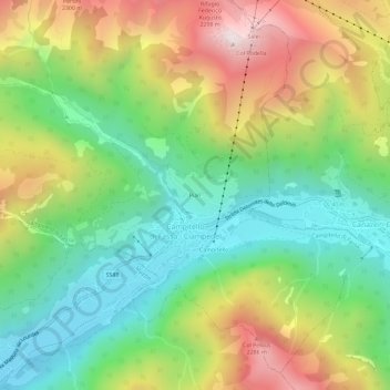 Mappa topografica Pian, altitudine, rilievo
