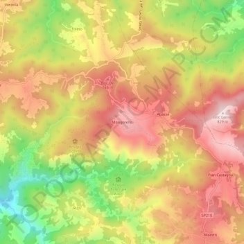 Mappa topografica Mongorello, altitudine, rilievo