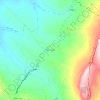 Mappa topografica Natieko, altitudine, rilievo