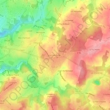Mappa topografica La Croix Rouge, altitudine, rilievo