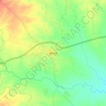 Mappa topografica Basna, altitudine, rilievo