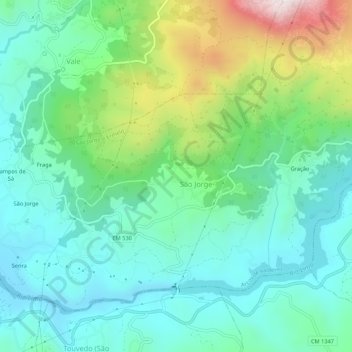 Mappa topografica Vilar de Lobos, altitudine, rilievo