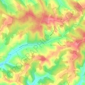 Mappa topografica Lorette, altitudine, rilievo