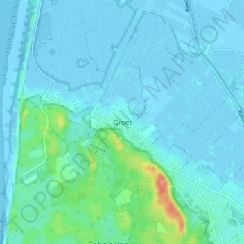 Mappa topografica Groet, altitudine, rilievo