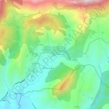 Mappa topografica Rasse, altitudine, rilievo