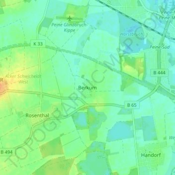 Mappa topografica Berkum, altitudine, rilievo