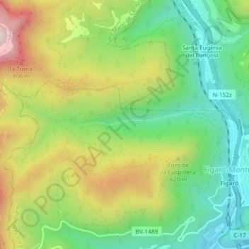 Mappa topografica Sot del Bac, altitudine, rilievo