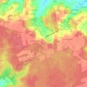 Mappa topografica La Verrerie, altitudine, rilievo