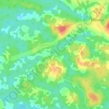 Mappa topografica Ngoumou, altitudine, rilievo