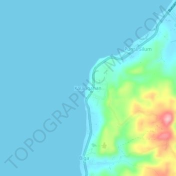 Mappa topografica Kalangahan, altitudine, rilievo