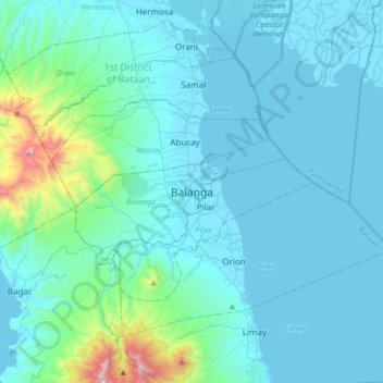 Mappa topografica Balanga, altitudine, rilievo