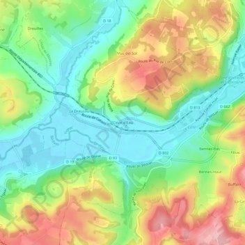 Mappa topografica Ceint d'Eau, altitudine, rilievo