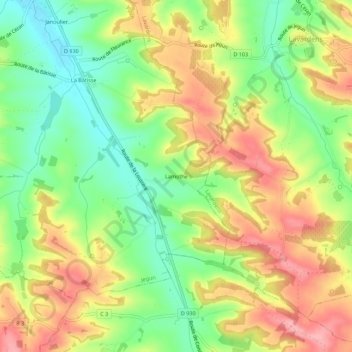 Mappa topografica Lamothe, altitudine, rilievo