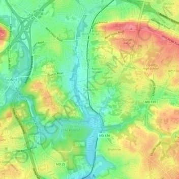 Mappa topografica Ruxton, altitudine, rilievo