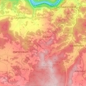Mappa topografica Türkelstein, altitudine, rilievo