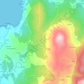 Mappa topografica Montemuíño, altitudine, rilievo