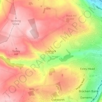 Mappa topografica Laycock, altitudine, rilievo