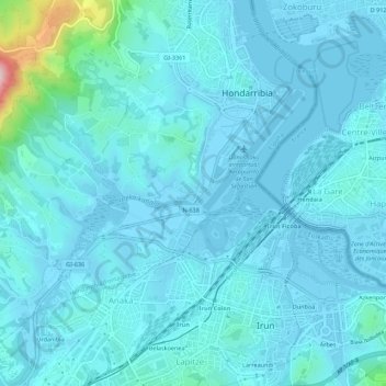 Mappa topografica Amute-Kosta, altitudine, rilievo