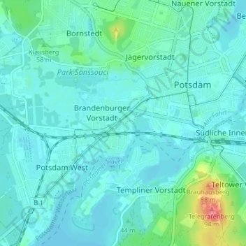Mappa topografica Auf dem Kiewitt, altitudine, rilievo