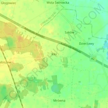 Mappa topografica Kiki, altitudine, rilievo