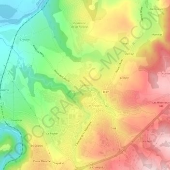Mappa topografica Le Pinet, altitudine, rilievo