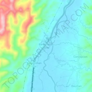 Mappa topografica Bankerohan Norte, altitudine, rilievo
