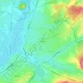 Mappa topografica Saint-Symphorien, altitudine, rilievo